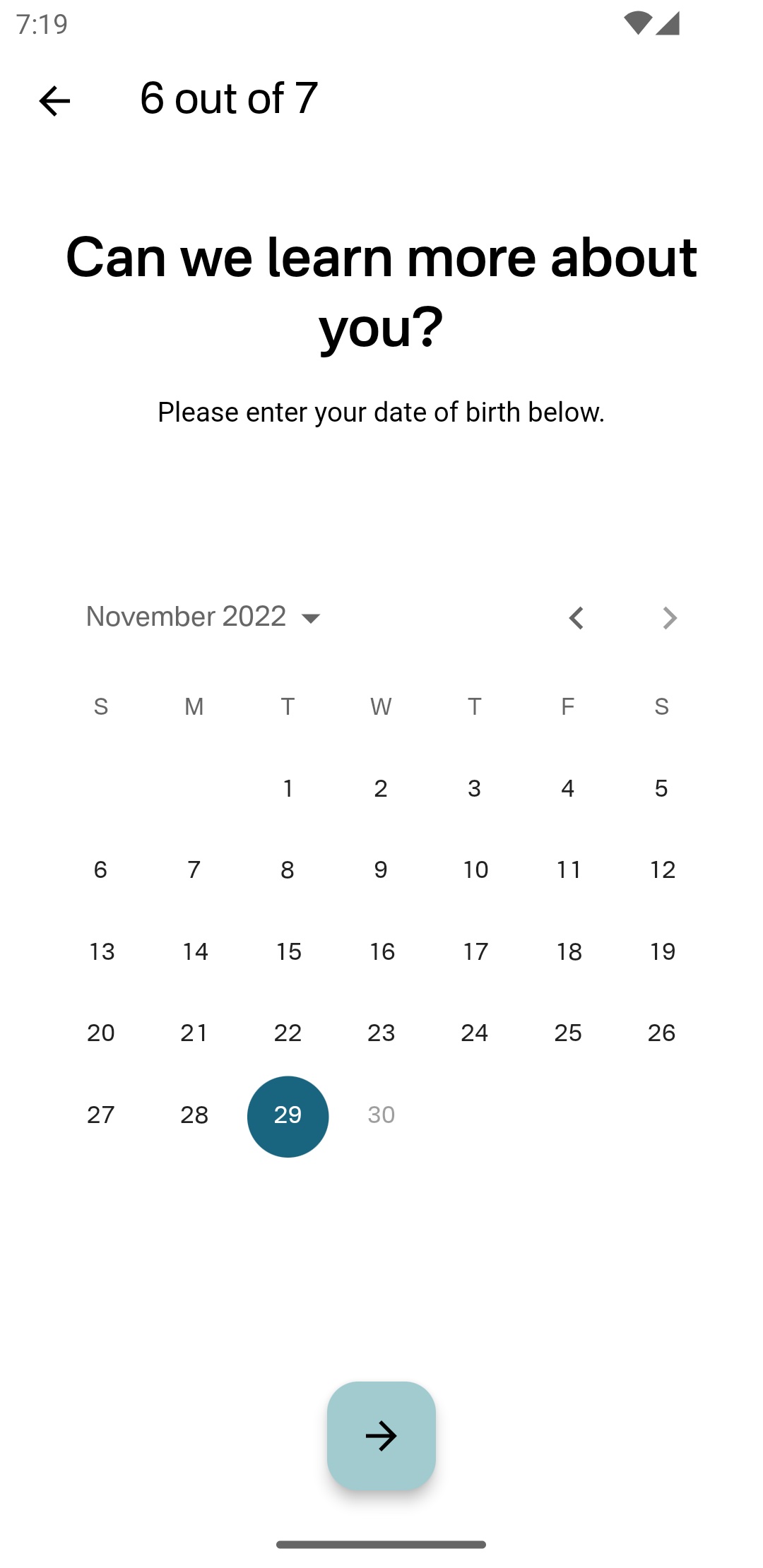 Create Account Step 6